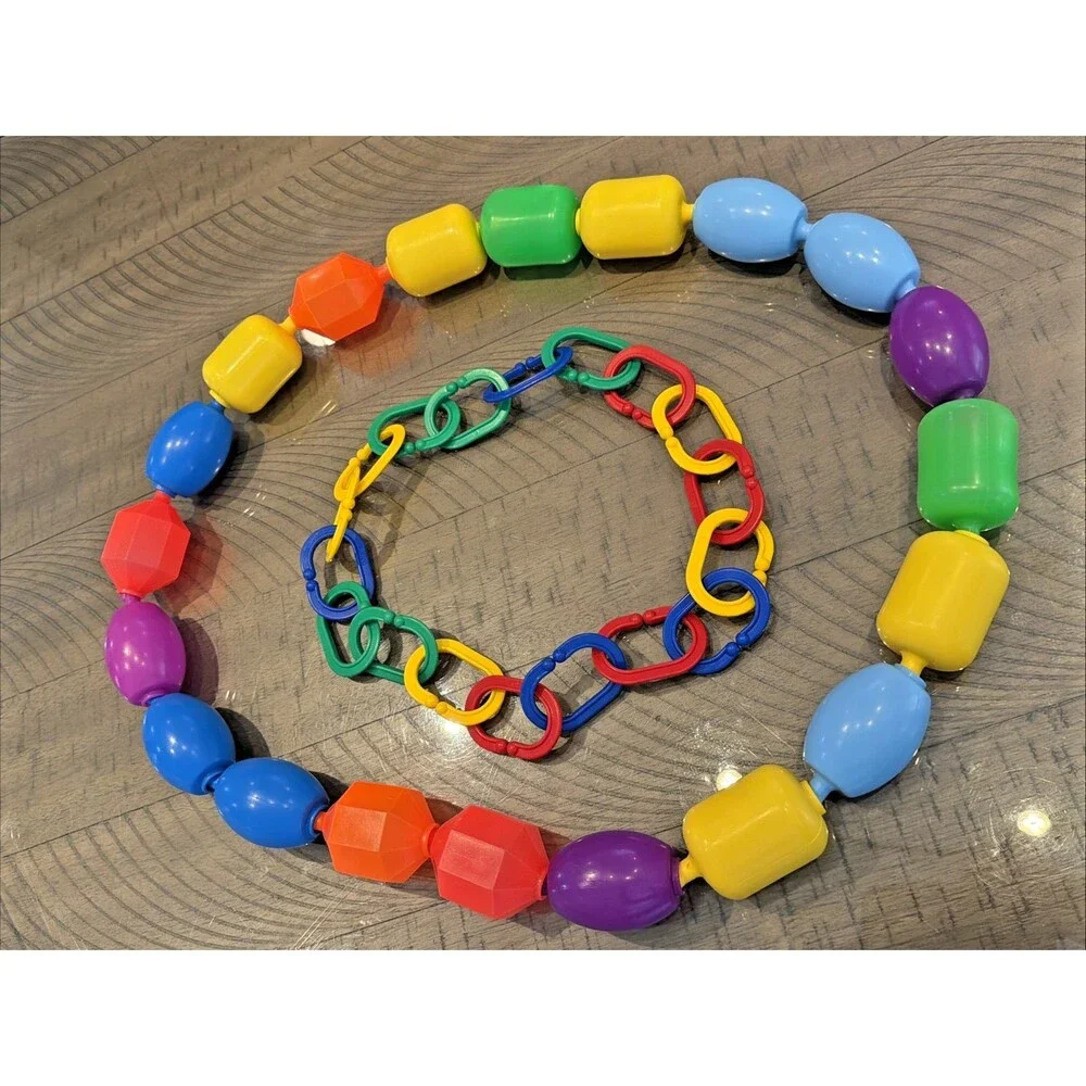 Vintage Fisher-Price Snap-Lock Beads Preschool Toy Multicolor Lot 20 90s